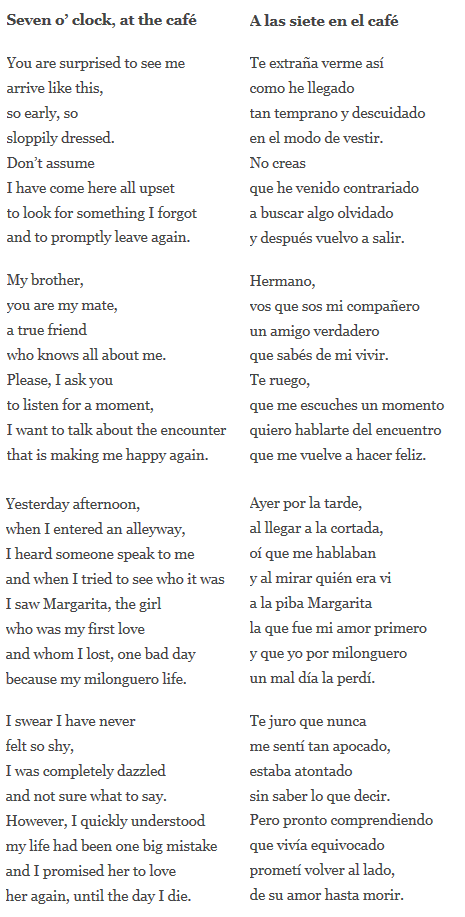 a las siete en el cafe