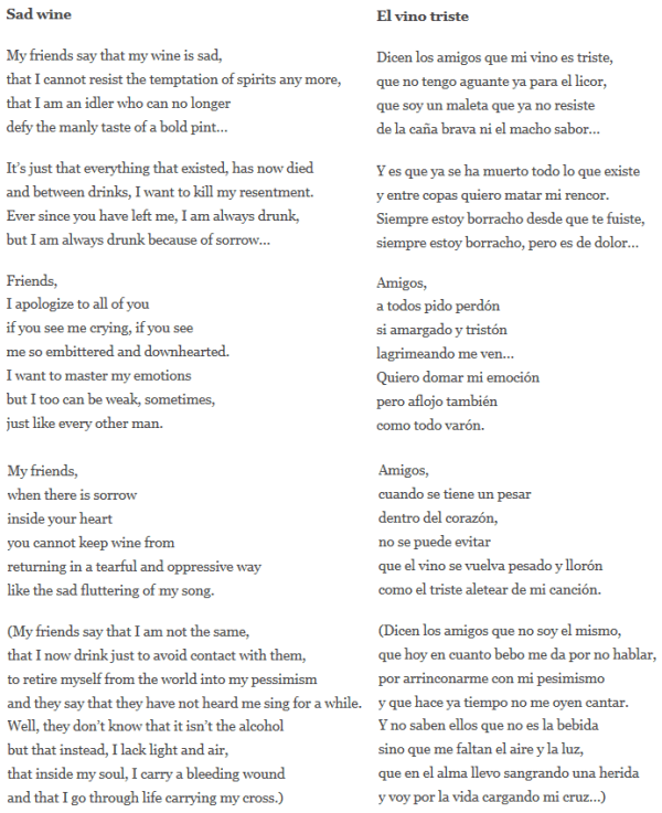 el vino triste